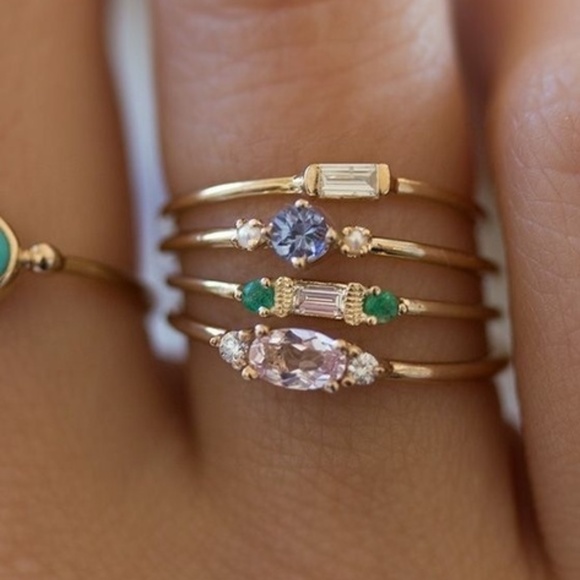 Jewelry - ✨HOST PICK🍸✨ 18k Yellow Gold Plated CZ 4pc rings